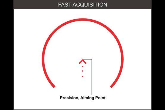 The ACSS-CQB chevron reticle offers fast acquisition and precise aiming reference.